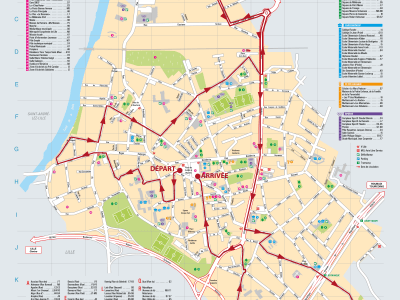 Plan du parcours de la calèche dans la Ville